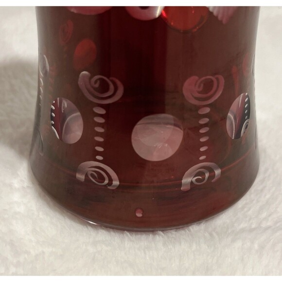 Egermann Bohemian Ruby Cut Glass Stein Pewter Lid Beer Tankard Deer Stag Czech - Picture 12 of 13